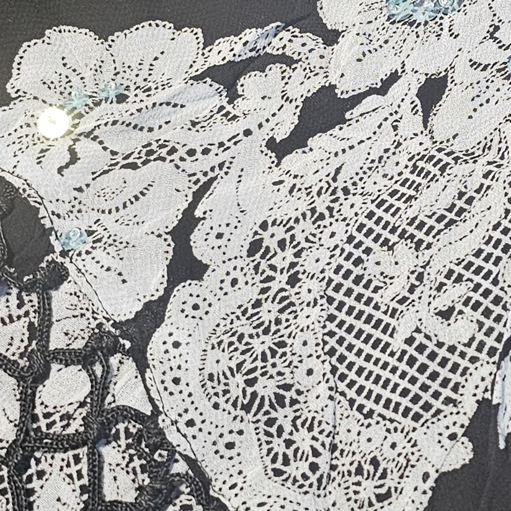 Dress Barn Vintage Lace/Fringe/Beaded Midi Skirt - Picture 6 of 6